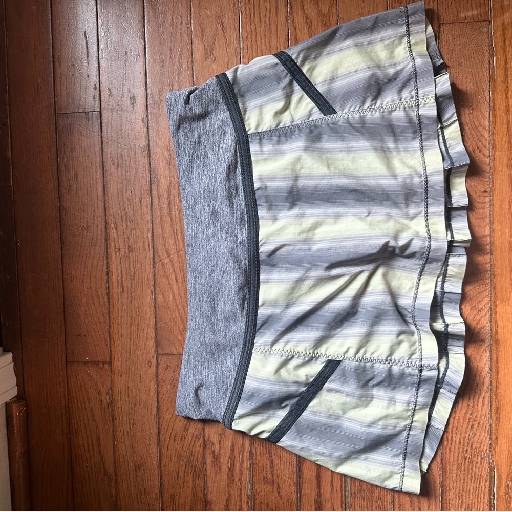 Lululemon Athletica Gray and Yellow Striped Skirt